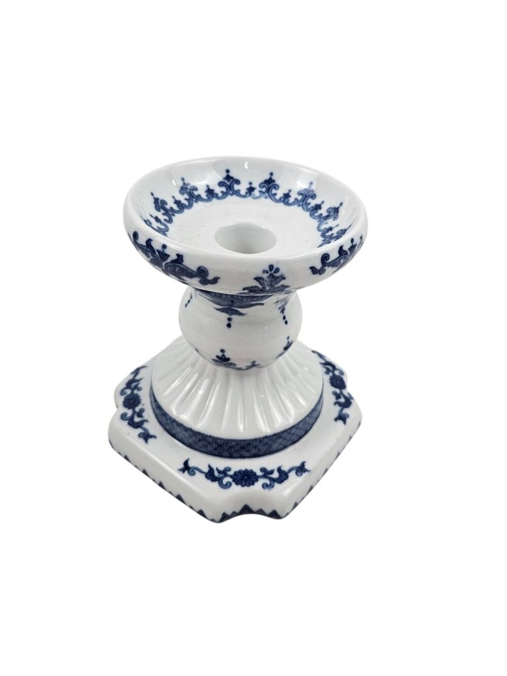 Andrea By Sadek Blue White Porcelain Candlestick Holder Chinoiserie Vintage